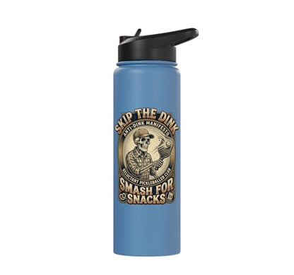 Pickleball Humor s Smash for Snacks s Court Rules Stainless Steel Insulated Water Bottle - color: Light Blue
