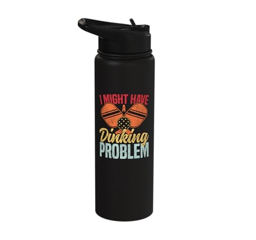 Funny Pickleball Paddle Pun Retro Vintage I Might Have A Stainless Steel Insulated Water Bottle - color: Black