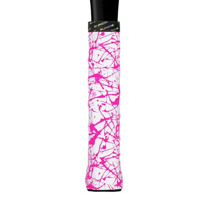 Supacaz Super Sticky Kush Neon Pink Splat Tennis Overgrip - Racket Dry Overwrap - Racquet Grip Tape - Over Grip Wrap - 3pk
