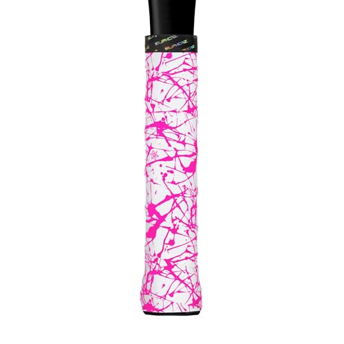 Supacaz Super Sticky Kush Neon Pink Splat Tennis Overgrip - Racket Dry Overwrap - Racquet Grip Tape - Over Grip Wrap - 3pk