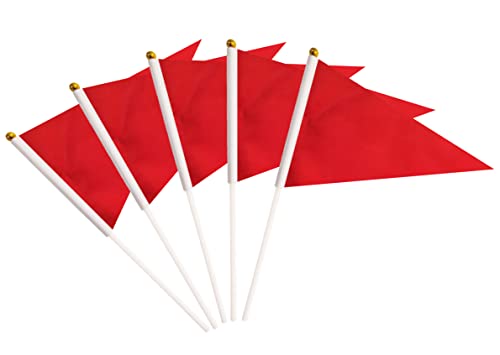 50 Pack Red Pennant Small Mini Flags On Sticks,Hand Held Solid Red Pennant DIY Graffiti Flag,Party Events Celebration,School,Grand Opening,Kids Birthday,Sports Clubs,Flower Pot - color: red