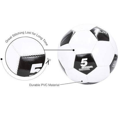 Aoneky Adult Size 5 Traditional Soccer Ball - Ships Deflated, Pump Included - color: White/Black, style: 1-Pack Deflated Ball with Pump