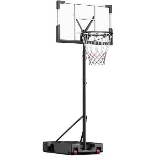 Basketball Hoop Outdoor, 10FT Height Adjustable 45 Inch Shatterproof Backboard Portable Basketball Hoops Goals System with 2 Wheels for Backyard/Driveway/Indoor/Court - style: 01 Black