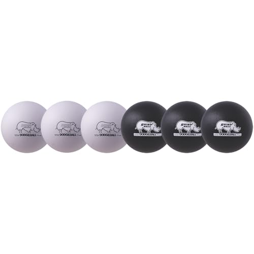 Champion Sports® Rhino Skin® Low Bounce Dodgeball Sets & Singles for Playground, PE, Backyard & League Games – Team Sports Equipment for Youth & Adults - color: Black & White, size: 8 Inch - Set of 6 Balls