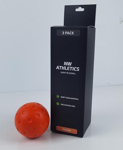 Silent Pickleballs, Reduced Noise, Quiet Foam Pickleballs, 3 Pack Orange - color: Red