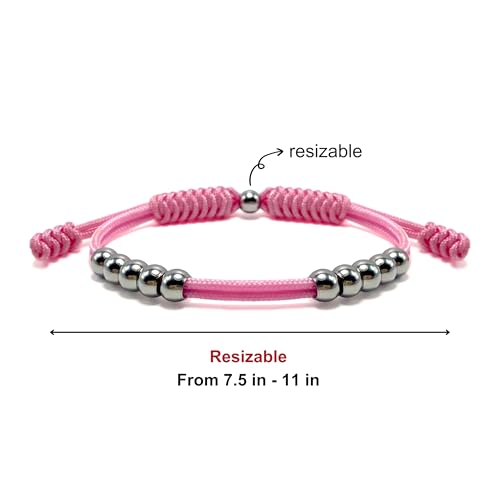 Golf Score Counter Bracelet, 10 Stainless Steel Beads, 2mm Cord Adjustable Golf Stroke Tracking Baseball Swimming Sport Golf Gift for Men and Women - style: Pink