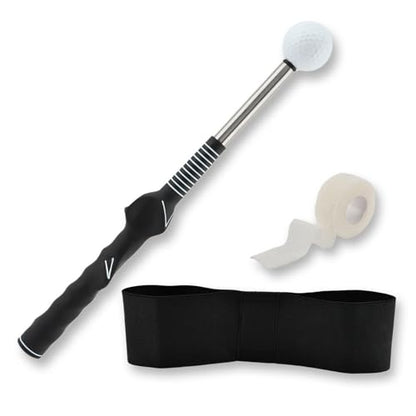 Retractable Golf Swing Trainer with Click Feedback, Right-Hand Grip Tempo Training Aid, Telescopic Golf Tempo Stick for Indoor Practice & Warm-Up, 15-23.6 in Portable Golf Accessory Kit