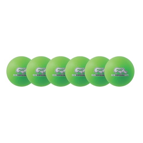 Champion Sports® Rhino Skin® Low Bounce Dodgeball Sets & Singles for Playground, PE, Backyard & League Games – Team Sports Equipment for Youth & Adults - color: Neon Green, size: 6 Inch - Set of 6 Balls