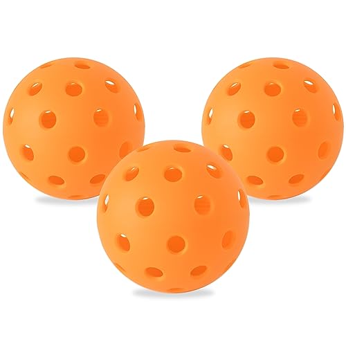Outdoor Pickleball Balls 3/12/48 Pack, 40 Holes High Bounce Pickleballs with Mesh Bag, Durable Outside Pickle Ball for All Paddles & Courts - Multi-Color Options - color: Bright Orange, size: 3 Pack (Refill Only)
