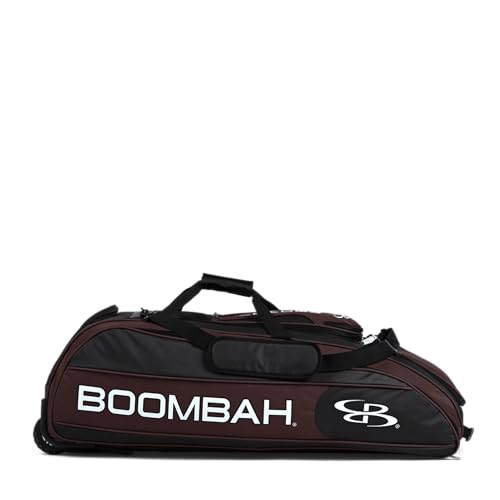 Boombah Beast Rolling Bat Bag - Multiple Color Options - Holds 8 Bats, Glove and Shoe Compartments - color: Black/Maroon