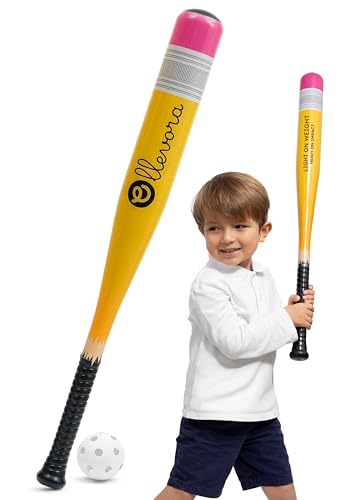 Pencil Bat - Plastic Youth Baseball Bat and Ball Set - Reinforced Durable Barrel ~29" - Backyard Baseball Games Gift - Balanced Weight - Easy to Swing
