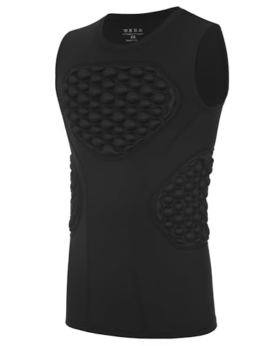 Youth Football Baseball Padded Compression Shirt Boys Chest Protector Heart Sternum Rib Guard for Softball Lacrosse - color: Black, size: X-Large