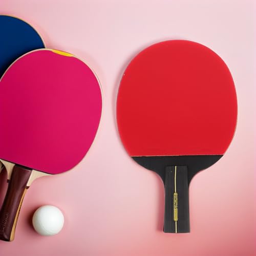 FUOYLOO Table Tennis Paddle Set for Students with 1 Long and 1 Short Pure Wood Rackets, 3 Ping Pong Balls, Anti-Slip Handles, Portable Trainer Kit for Home and Outdoor Sports