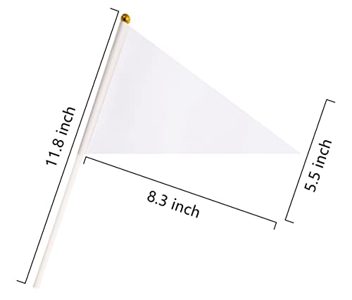 50 Pack White Pennant Small Mini Flags On Sticks,Hand Held Solid White Pennant DIY Graffiti Flag,Party Events Celebration,School,Grand Opening,Kids Birthday,Sports Clubs,Flower Pot - color: White