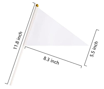 50 Pack White Pennant Small Mini Flags On Sticks,Hand Held Solid White Pennant DIY Graffiti Flag,Party Events Celebration,School,Grand Opening,Kids Birthday,Sports Clubs,Flower Pot - color: White