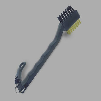 Pack of 3 Golf Club Brush and Club Groove Cleaner Set with Double Sided Brass and Nylon Bristle, Easily Attaches to Golf Bag