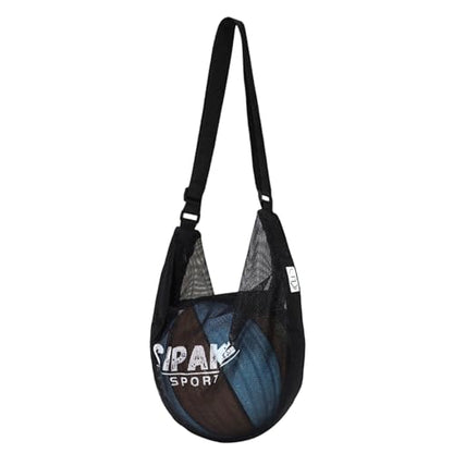 Basketball Carrying Bag with Multiple Compartment Adjustable Shoulder Strap Nylon Crossbody Bag for Training - color: Black