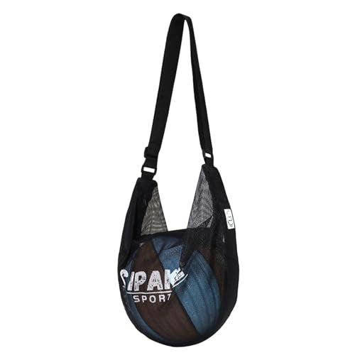 Basketball Carrying Bag with Multiple Compartment Adjustable Shoulder Strap Nylon Crossbody Bag for Training - color: Black