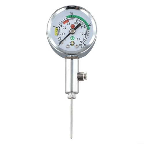 Sports Ball Pressure Gauge, Metal Air Pump with Accurate PSI Reading, Push-Button Release Valve for Football Basketball Volleyball Soccer, Tool for