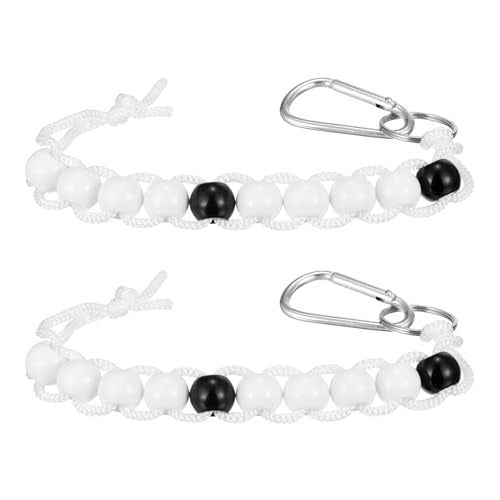 Golf Beads Counter, Golf Ball Beads Bracelet Count Stroke Score Acrylic Sports Keeper Putting with Hook for Golfer - color: Black 2/ White 8