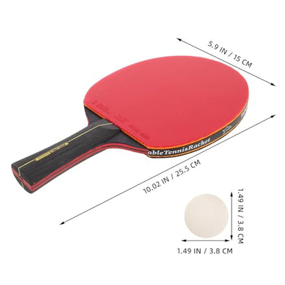 FUOYLOO Table Tennis Paddle Set for Students with 1 Long and 1 Short Pure Wood Rackets, 3 Ping Pong Balls, Anti-Slip Handles, Portable Trainer Kit for Home and Outdoor Sports