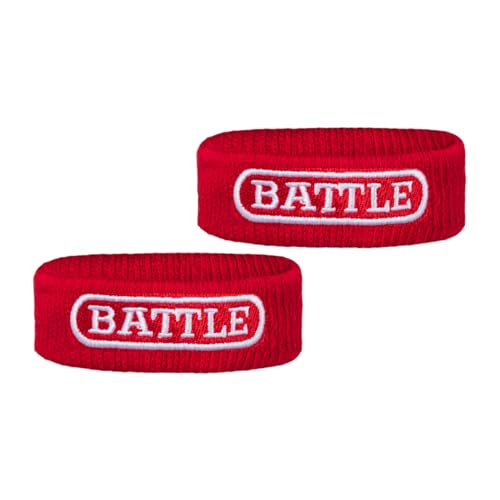 Battle Football Armbands - High-Performance Bands for Football Athletes - Includes 2 Bicep Bands - Ultra-Soft Material to Wick Away Sweat and Keep Hands Dry and Comfortable - Machine Washable - color: Red