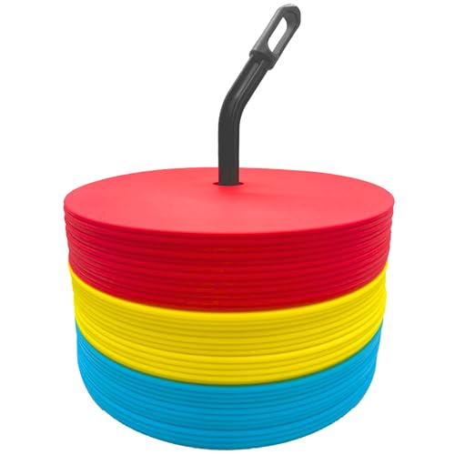 LEZER 6 Inch 8 Inch Flat Cones, Spot Markers, Soccer Cones, Field Court Markers, Sit Spots, Flat Discs, Soccer Training Equipment, Agility Practice, Football, Made in Taiwan