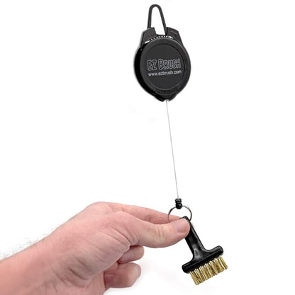 Mini Retractable Golf Club Brush Cleaning Tool with Clip and Brass Bristles