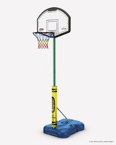 Spalding X Crayola 32" Molded Eco-Composite Telescoping Portable Basketball Hoop with Mini Court Marking Kit