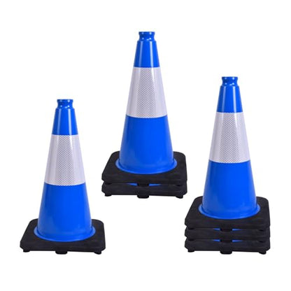 6 Pack Blue 18 Inch Black Base Traffic Cones for Vehicle Maneuvering Practice, Driving Training, Lane Marking & Safety Warning (6, Blue, 18 Inch) - color: Blue, size: 18 Inch