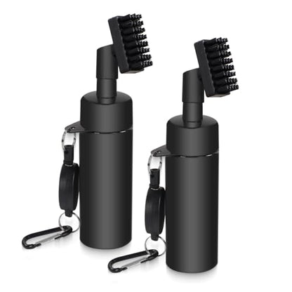 Golf Club Brush Cleaner with Water Bottle 7.5 Inches Holds 4 Ounces of Water - 2 Pack Pro Golf Club Cleaner Brush with Heavy Duty Retractable Clip - Golf Accessories