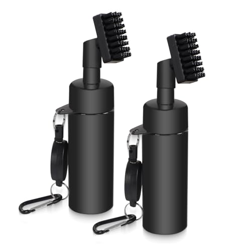 Golf Club Brush Cleaner with Water Bottle 7.5 Inches Holds 4 Ounces of Water - 2 Pack Pro Golf Club Cleaner Brush with Heavy Duty Retractable Clip - Golf Accessories