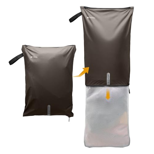 Mesh Laundry Bag for Travel, Gym, College, and Camping – Large Washable Zippered Dirty Clothes Organizer with Breathable Fabric – Portable Laundry Hamper for Sports, Healthcare Workers – Brown - color: Brown