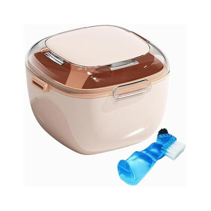 Pink Nursery-Teeth Box Denture-Box Orthodontic Retainer Denture Mouth guard Cleaning Soaking Storage Case Waterproof Lid