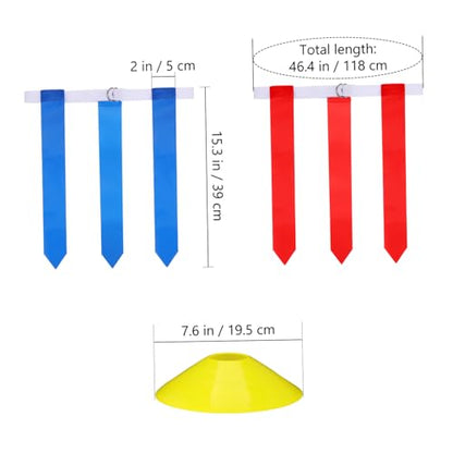 Yardwe 16Pcs Flag Football Set Adjustable Belts Cones for Youth Training Durable Football Flags Belts for Players Includes Drawstring Bag for