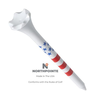 NorthPointe 2 3/4” USA Stars and Stripes America Flag Golf Tees Plastic - 100 Tees in Bulk – Patriotic - color: Stars & Stripes