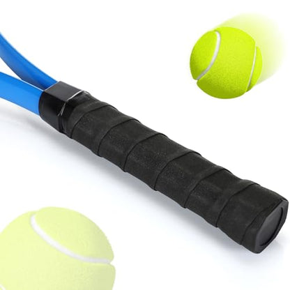 4 Pack Tennis Rackets for Adults Recreational 4 Players Pre Strung 27 Inch Tennis Racquets Lightweight Rackets Bulk with Balls Overgrips for Training - color: Blue