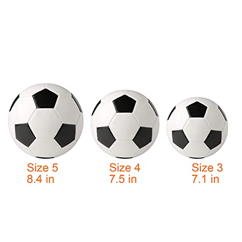 Soccer Ball Size 2,3,4,5 with Pump Needle Classic White Black Thicker PU Tight Weaved Suitable for Youth Boy League Game Trainning Practice or Gift