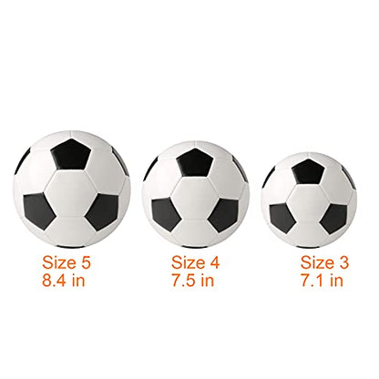 Soccer Ball Size 2,3,4,5 with Pump Needle Classic White Black Thicker PU Tight Weaved Suitable for Youth Boy League Game Trainning Practice or Gift