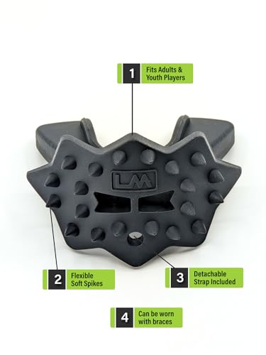 Loudmouth Football Mouth Guard - 3D SpikeSurge Football Mouthpiece with Strap, Fits Adult & Youth, Mouth Guard Football Accessories (Black) - color: Black