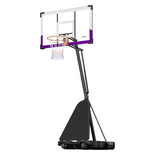 VEVOR Basketball Hoop, Basketball Hoop 44 48 50 54 Inchs PC Backboard, 4.4-10FT Height Adjustable, Basketball Portable Hoop& Goal, Indoor/Outdoor Classic Basketball Court, Teen Adult School Park