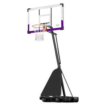 VEVOR Basketball Hoop, Basketball Hoop 44 48 50 54 Inchs PC Backboard, 4.4-10FT Height Adjustable, Basketball Portable Hoop& Goal, Indoor/Outdoor Classic Basketball Court, Teen Adult School Park