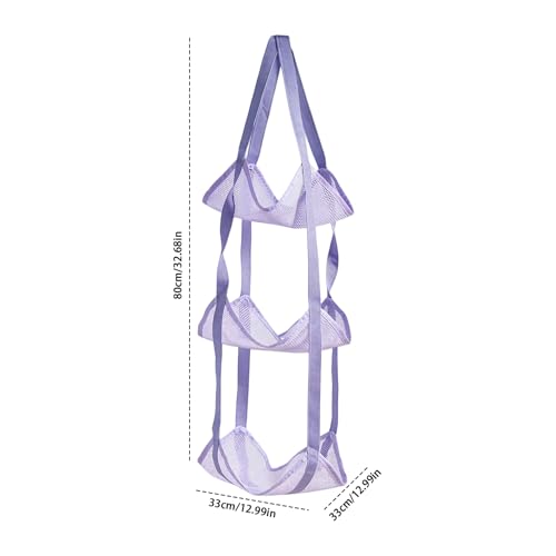 Basketball Holder Bag, Space-Saving Design, 83x33x33cm, 3 Tier Over The Door Ball Holder Bag, Soccer Equipment Organizer Bags, Quick Access Design, for Volleyball Football Gym - color: Aqua Violet
