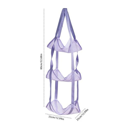 Basketball Holder Bag, Space-Saving Design, 83x33x33cm, 3 Tier Over The Door Ball Holder Bag, Soccer Equipment Organizer Bags, Quick Access Design, for Volleyball Football Gym - color: Aqua Violet