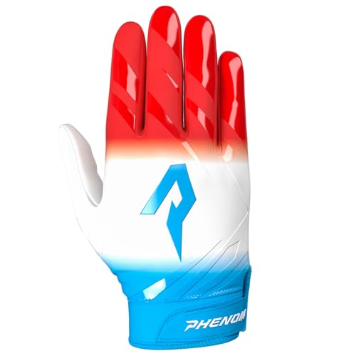 Phenom Elite Football Gloves - VPS5 | Super Sticky, Lightweight Receiver Gloves for Adults & Kids | Maximum Grip & Comfort for Competitive Play - color: Rocketpop, size: Medium