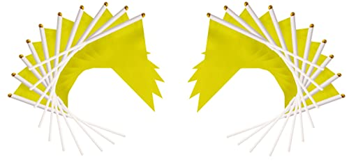 50 Pack Yellow Pennant Small Mini Flags On Sticks,Hand Held Solid Yellow Pennant DIY Graffiti Flag,Party Events Celebration,School,Grand Opening,Kids Birthday,Sports Clubs,Flower Pot - color: yellow