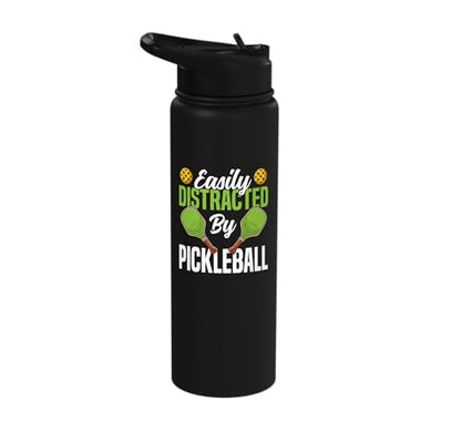 Funny Pickleball Paddle Easily Distracted By Pickleball Stainless Steel Insulated Water Bottle