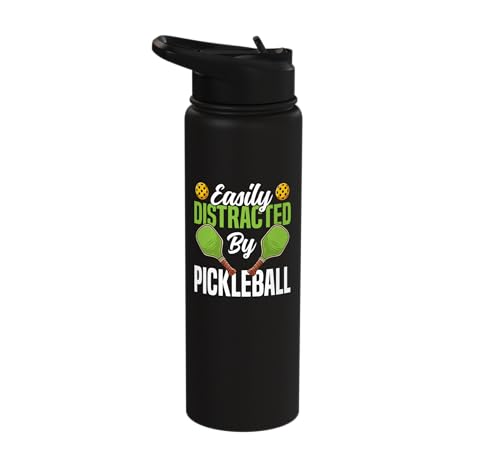 Funny Pickleball Paddle Easily Distracted By Pickleball Stainless Steel Insulated Water Bottle