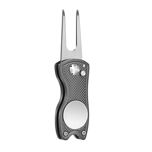 Mile High Life Golf Divot Repair Tool, All Metal Foldable Divot Tool with Pop-up Button & Magnetic Ball Marker, 2-6 Pack - color: Gray Fish