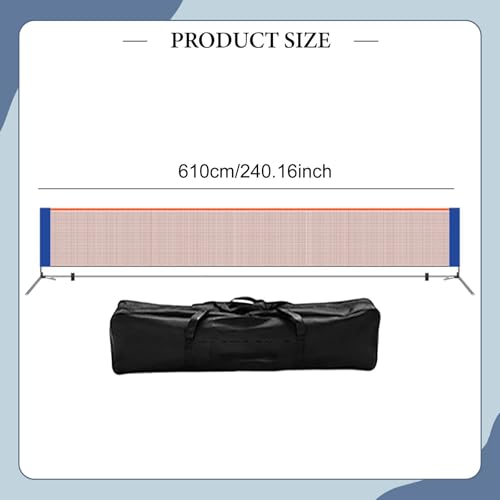 Pickleball Net Portable Pickleball Net System Foldable Steel Tubes with Carry Bag Simple Setup Material Suitable for Backyards Garages School - size: 6.1m